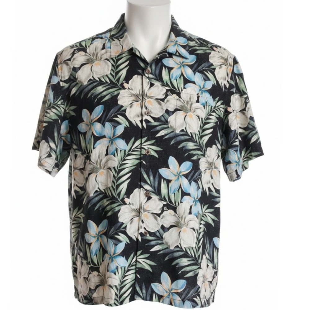 Tommy Bahama Mens 3XL 3TG Original Fit Linen Tropical Print Hawaiian Camp Shirt‎